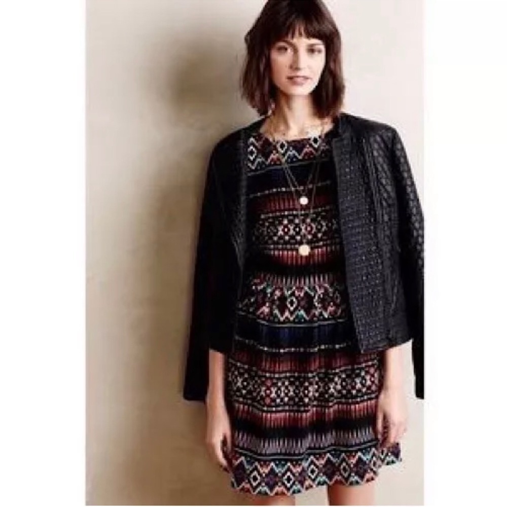 ANTHROPOLOGIE Boho MAEVE Diamond Layer Geometric Print Dress Size S